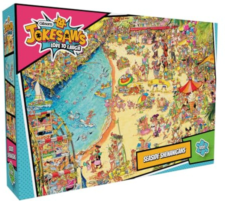 Gibsons Seaside Shenanigans 1000 Piece Jigsaw Puzzle for Adults – Hilarious Seaside Humour Puzzle by Gerold Como – Jokesaws Love to Laugh Collection – Made in the UK/EU