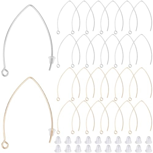 SOFPLATE 1 Scatola 40 Pezzi Ganci per Orecchini A Goccia Fili per Orecchini In Acciaio Inossidabile Ganci per Orecchini A V Marquise In Oro con Dado per Orecchie e Anello Pendenti Lunghi Accessori per