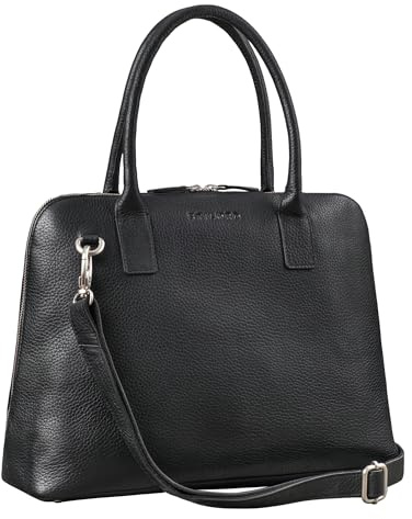 STILORD Cassia Sac en Cuir Business Femme Vintage Sac à bandoulière Shopper Messenger Sac en Cuir Sac de Bureau Sac à anses Sac à Main en Cuir véritable Couleur:Noir
