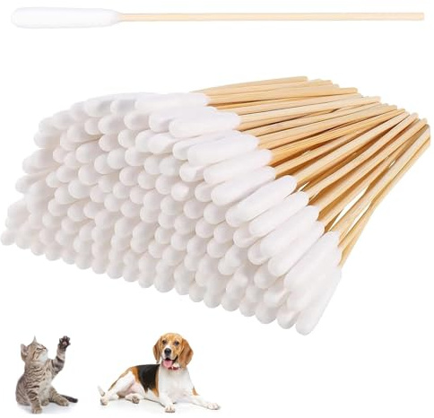 HBYMYDA 100 Stück Wattestäbchen für Hunde Lange Wattestäbchen Ohrreiniger | für Haustiere Hunde Ohrreinigungsstäbchen für Haustiere Hund Katze (15 cm)