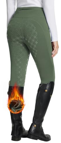baleaf Damen Winter-Reithose Fleece-Reithose Vollbesatz Reithose Reißverschluss-Taschen Leggings