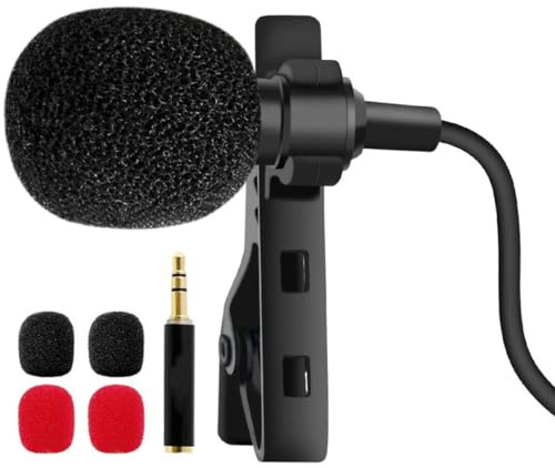 ifundom Micrófono de Clip Omnidireccional de 3,5 Mm para Smartphones y Pc, Mini Micrófono Fácil de Llevar para Webcast E Interview, Color Negro y Material Plástico y Metal