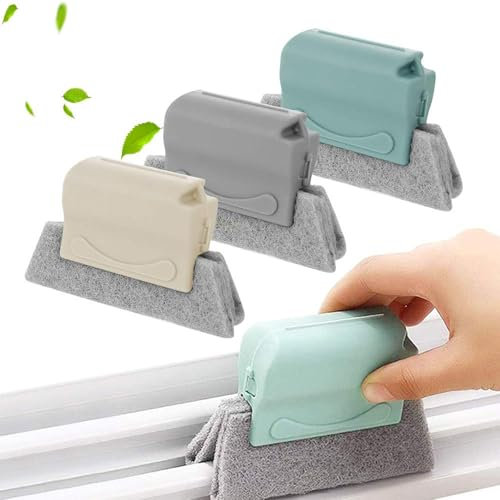 JYTDBCS Window Groove Cleaning Brush, 3 Pack Handheld Window Cleaning Tool Brushes with Scouring Pads for Kitchen Bathroom, Multi-Purpose Household Window Cleaner Tool for Door Gap Track Cleaning