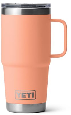 YETI Rambler 20 oz Travel Mug, Stainless Steel, Vacuum Insulated with Stronghold Lid, Lowcountry Peach