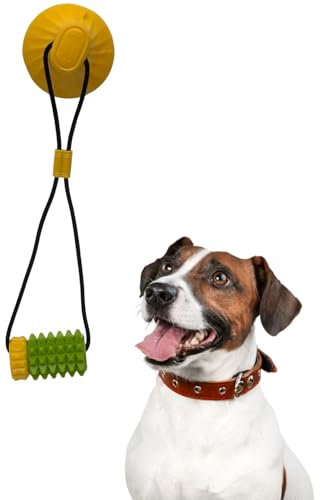 Rangebow Pets Teeth Grinding Stick Toy with Suction Cup for Aggressive Chewers Tough Rubber Toy for Boredom & Dental Cleaning Treat Dispensing Interactive Toy for Medium Large Dog (Green)