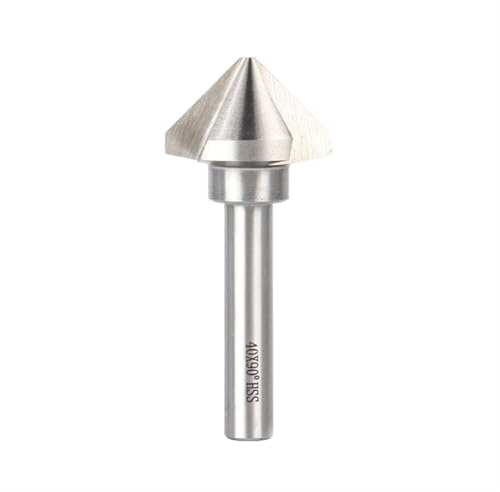1 pièces Foret à fraiser, 4,5-50 mm de diamètre Tige ronde 3 cannelures 90 degrés HSS Fraise à chanfreiner Fraise en bout Outil Forets Forets à contre-plateau en acier rapide(CED-40mm)