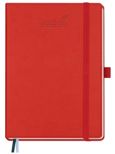BEZEND Agenda 2026 Semana Vista Vertical 21 x 15,5 cm, 18 Meses Agenda Escolar de Jul.25 a Dic.26, A5 Planificador Semanal con Tapa Dura Cuero PU - Rojo