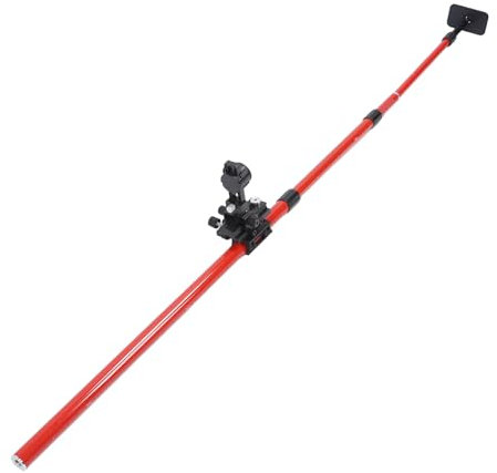 Telescoping Pole with Adjustable Mount Bracket, Rotatable Aluminum Level Mounting Pole Support for Contractors, Engineers, Surveyors, Up to 157 Inch, Convenient Locking