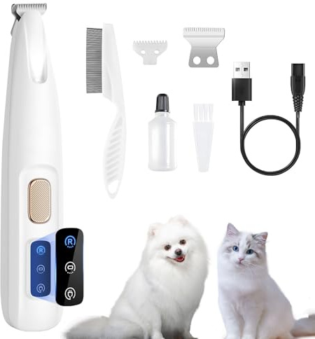PawTrim Pro, LOEVERY Superleise/Wiederaufladbarer Pfotentrimmer,Hundepfoten Trimmer mit LED-Licht,USB Wiederaufladbar Hundeschermaschine,Hundepfoten Trimmer Für Pfoten, Augen, Gesicht, Ohren, Körp