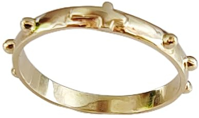 Gioielli Aurum - Rosenkranzring aus Gelbgold für Herren und Damen, Uni, religiöser Heiliger Gebetsschmuck mit Kreuz, Gelbgold, Kein Edelstein