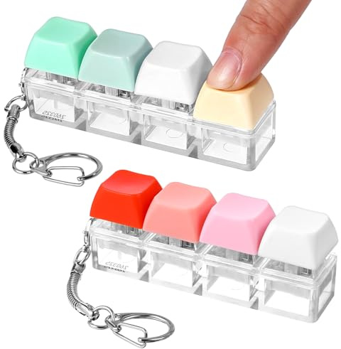 Wanmu 2Pcs Keyboard Fidget Toys, Keyboard Clicker Fidget with 3 Kinds Touch Experience, Fidget Keyboard Keychain Decompression Toys Button Stress Relief Gifts to Relief Stress Pass The Time