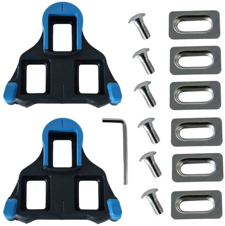Trkimal Rennrad Cleats für Shimano SPD-SL Kompatibel mit SH11 SH12 SH10 System Schuhe, Anti-Rutsch, langlebige High-Performance Pedal Cleats für Rennrad & Indoor Cycling (Blue 2°)