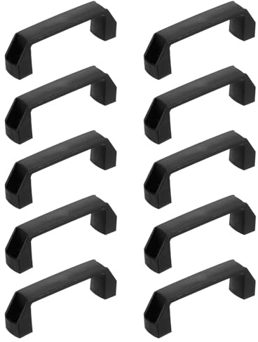 QUARKZMAN 10 Piezas De Asa De Plástico Rectangular, 115mm/4.5 Pulgadas Centro De Agujero Para Cajones Equipos Mecánicos Maletas Garajes, Negro | Rectangular, manija del gabinete, para el cajón Equipaje Equipo Mecánico Garajes
