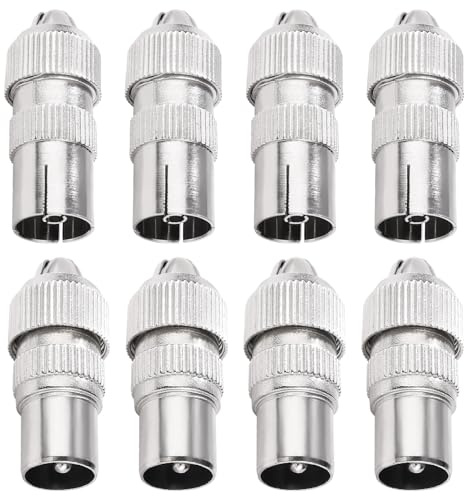 VooGenzek 4 Set di Connettori per Antenna, Femmina e Maschio Adattatori per Connettore Cavo Coassiale per Antenna TV, Argento