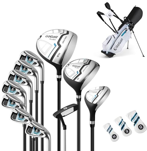 LIFEZEAL Juego Completo de Palos de Golf para Hombre, Juego de 15 Palos de Golf, Bolsa de Almacenamiento Profesiona con 460 CC #1 Driver, #3 Fairway, híbrido (Blanco)
