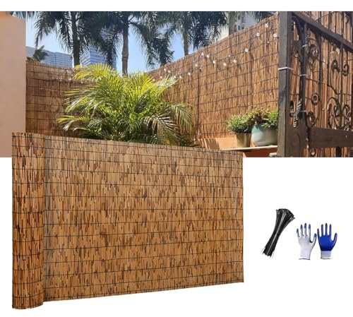 Patio Bamboo Privacy Screen Fencing 30 55 70 100 120 140 155 160cm Height, UV-Resistant Reed Fence Curtain, Bamboo Screening Easy to Cut for Balcony Garden Roof
