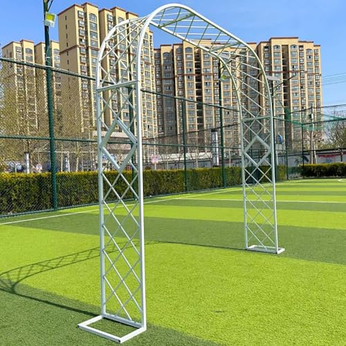 Arche de jardin en métal pour plantes grimpantes, treillage de roses, pergola noire pour roses, largeur réglable 140-300 cm (blanc, 2,6 x 2,3 m) - Structure de soutien extérieure