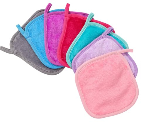 MHADBKH Set Of 7 Absorbent Flannel Wash Mitt Hypoallergenics Cotton Towels Washcloths For Children And Adults Makeup Remover Wash Gloves