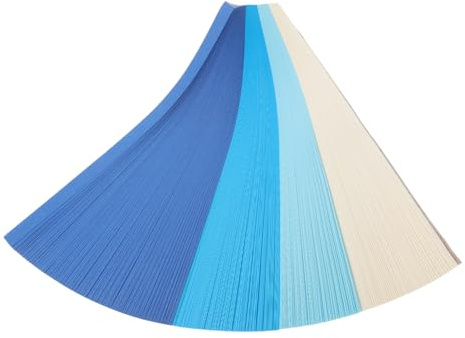 HOMOBABE 1080pcs Blue Star Paper Strips Origami Paper for DIY Arts and Crafts Suitable for Children and Adults with Bright Colour and Creative Pattern