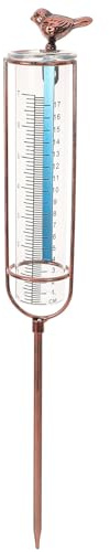YOSADIER Regenmesser Ersatzröhrchen aus Glas mit Gelber Messskala Stabilem Eisenrahmen und Rotem Dichtungseinsatz Frostsicherer Regenanzeiger für Garten Rasen und Außenbereich Lang