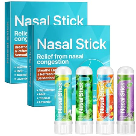 4/8 Stück Nasal Stick,Riechstifte für ätherische öle,Erleichterung bei Einer Verstopften Nase und Leichtes Atmen mit Erfrischendem, Kühlem Gefühl Perfekt für Arbeit (8)