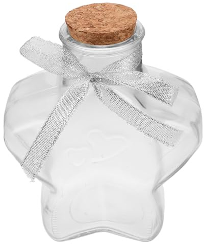 ULTECHNOVO Bouteille en Verre Décorative D’Étoile avec Bouchon en Liège – Grand Bocal à Vœux Transparent – Flacon Vide pour Souvenirs Mariage Shower et Décoration Festive