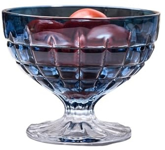 ZKALQECNF Lait Coupes à dessert vintage en verre gaufré, 225 ml, coupes glace colorées sur pied for sundaes, trifles, fruits, salades Boissons(Blue)