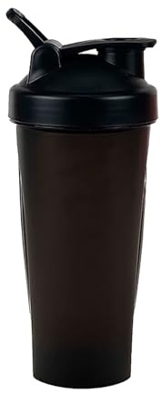 ZJchao Botella Coctelera de Proteínas, Coctelera de Agua, de Proteínas de 20 Oz con Bolas de de Bucle a Prueba de Fugas para Preentrenamiento, Deportes Al Aire Libre, Gimnasio y Fitness (BLACK)