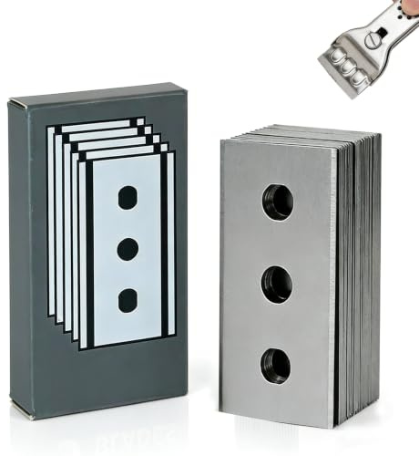 Zyrtkeriom Cuchillas de repuesto para raspador de placa vitrocerámica, 50 piezas Ck75 cuchillas de tres agujeros, compatible con raspadores de vidrio y plástico, en caja distribuidor
