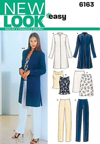 New Look Schnittmuster 6163 für Damen, Gr. 36-48, Baumwolle, Mehrfarbig, A (8-10-12-14-16-18)