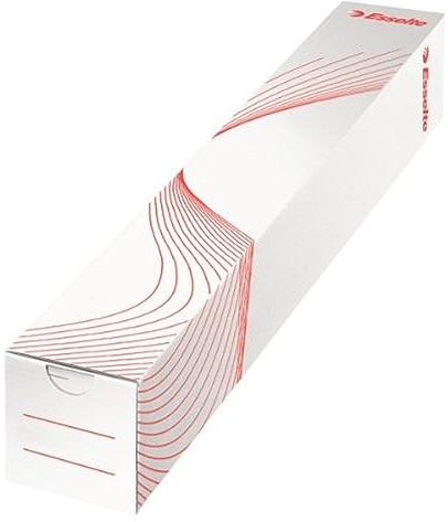 Esselte Standard Falthülse 500 mm, Eckige Wellpappe, Für den Versand, die Archivierung oder den Transport von gerollten Postern und Plänen, Versandkarton, 10 Stück, Weiß/Rot, 20956