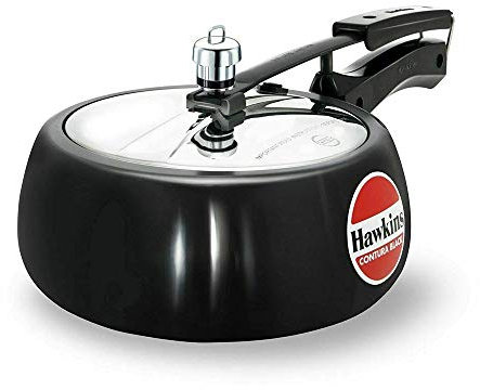 Hawkins Contura Black 3.5 Litre Pressure Cooker, Hard Anodised Cooker, Handi Cooker, Black (CB35)