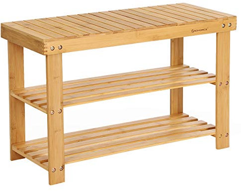 SONGMICS Panca Scarpiera a 3 Livelli, Scaffale per Scarpe, Mobile Portaoggetti, 70 x 28 x 45 cm, ideale per Ingresso, Bagno, Soggiorno e Corridoio LBS04N
