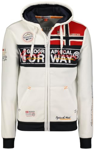 Geographical Norway Herren Hoodie Jacke Flyer, Weiß, XXL