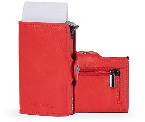 Moneyhold Portafoglio Uomo Slim in Similpelle con Protezione RFID Anticlonazione, Porta Carte di Credito, anche con Portamonete (10 Tessere)