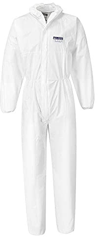Portwest ST40 Overall Antistatisch Elastischer Bund Einweg Atmungsaktiv Bau | Weiß, 3XL, EN 1149-5, EN 13034, EN 14126, Seine Ergonomisch Geformte Kapuze, Leicht, Strapazierfähig