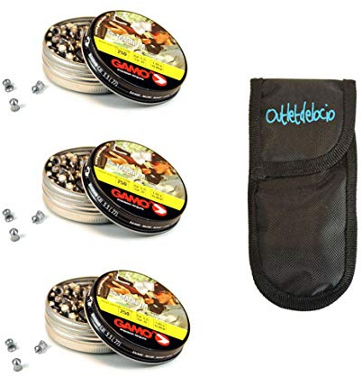 Outletdel ocio Pack 3 latas de 250 perdigones Gamo Magnum de Copa-Punta 5,5mm. + Funda portabalines.