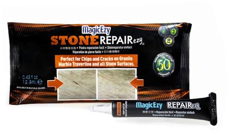 MagicEzy Stone REPAIRezy™ - (Beige and White Kit) - Stone Fix - Granite, marbre et Travertine Crack Repair Kit - Remplissages et couleurs dommages rapides - Tuiles et comptoirs ...
