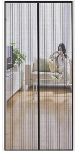 Fliegengitter Balkontür Magnet Insektenschutztür 160x190cm, Fliegengitter Schiebetür mit Heavy Duty Mesh faltbar, Luft kann frei strömen, für Türen/Patio - Schwarz
