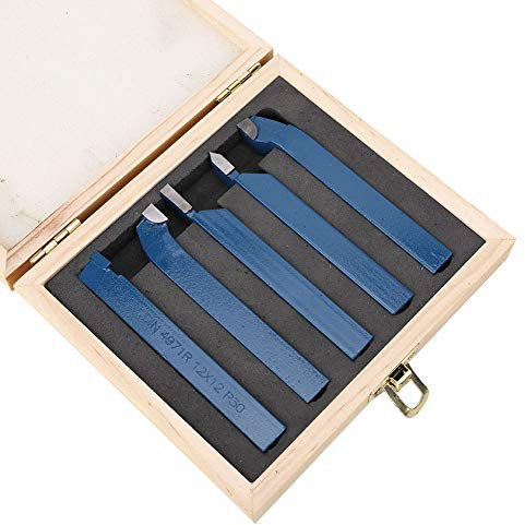 Set utensili per tornio 5pezzi, utensili per tornitura con testa saldatura metallo duro Assemblaggio utensili macchine utensili Inserti tornitura tornio industriale(12x12mm)