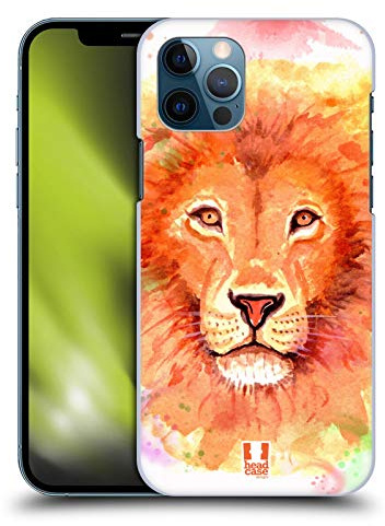Head Case Designs Lion Watercoloured Animals Hard Back Case Compatible With Apple iPhone 12 / iPhone 12 Pro