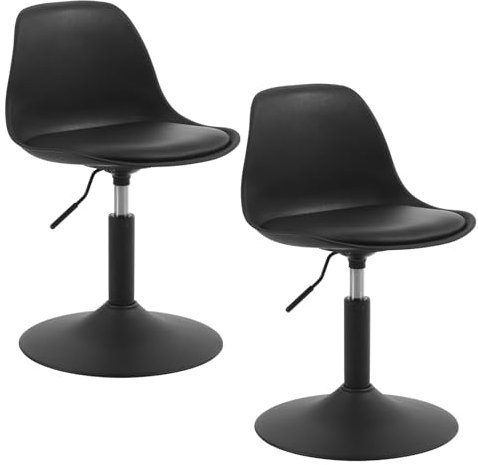 WOLTU 2er Set Verstellbarer Sitzhocker Stuhl Arbeitshocker Bürohocker Esszimmerstuhl Schminkhocker Homeoffice Kommerzieller Shop Mehrzweck PU Schwarz Sitz 39,5-50,5cm Hoch BH304sz-2