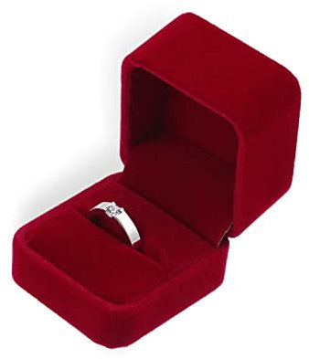 Jewellbox - Boîte cadeau carrée en velours rouge pour bague et boucles d'oreilles - Boîte cadeau pour mariage, anniversaire, fiançailles, demande en mariage et naissance