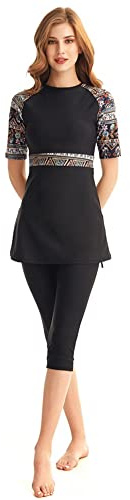 TaissBocco Rash Guard für Damen Bescheidener Badeanzug für Mädchen Kurzarm Bikinis Surf-Badebekleidung Burkini (K9, XXL)