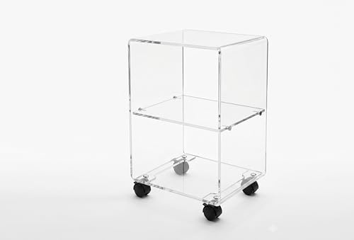 Slato Beistelltisch mit DREI Ebenen für Wohnzimmer, modernes Design, aus transparentem Acryl Cleo