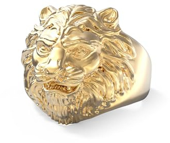 GUESS Herrenring Lion King JUMR01307JWYG Edelstahl vergoldet Löwenkopf, Einheitsgröße, Metall, Kein Edelstein