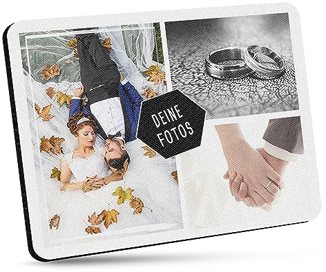 Mousepad selbst gestalten - Bedrucktes Mauspad mit DREI Fotos Personalisieren für Freunde und Kollegen - 23 x 19 cm, 5mm stark | Personalisierbares Fotogeschenk