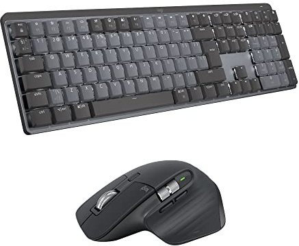 Logitech MX Mechanical Teclado retroiluminado inalámbrico, Interruptores táctiles silenciosos y MX Master 3S Ratón inalámbrico Bluetooth macOS, Windows, Linux, iOS, Android, US Intl - Gris