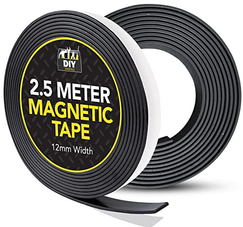 SOL 2.5 Meter Magnetic Tape - 12mm Width - Self-Adhesive Magnetic Strips - Multipurpose, Easy to Use, Ideal for DIY, Crafts, and Office Organisation