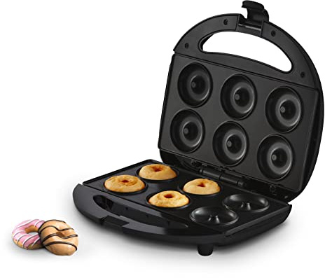 Tower Mini Donut Maker, 750W, Non-Stick Plates, Locking Latch, Indicator LED, Black, T19042BLK
